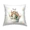Stupell Industries Bird Perched Regal Crown Pink Rose Bouquet Throw Pillow, 18" x 18"